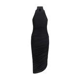 Black Acetate Casual Dress